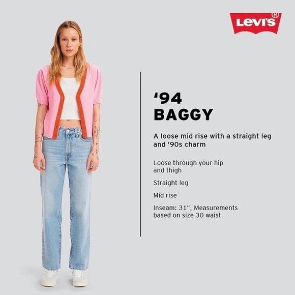 Levi’s distressed 94’ baggy mid-rise straight leg barrel green jeans size 26x31 - Picture 4 of 11